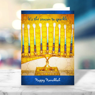 Cartes Pour Fêtes Annuelles Saison de Menorah Jaune pour étinceler l'Hanoukka 