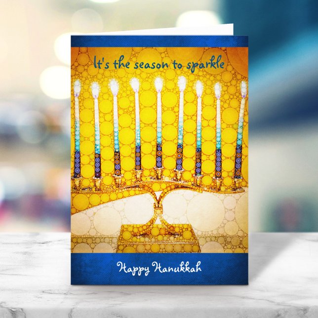 Cartes Pour Fêtes Annuelles Saison de Menorah Jaune pour étinceler l'Hanoukka  (Créateur téléchargé)