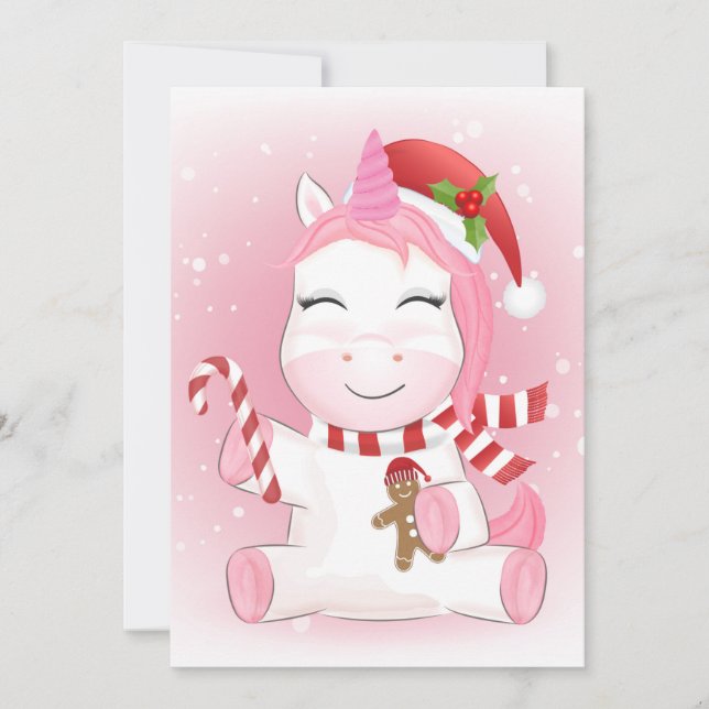 Cartes Pour Fêtes Annuelles Saison de Noël Licorne (Devant)