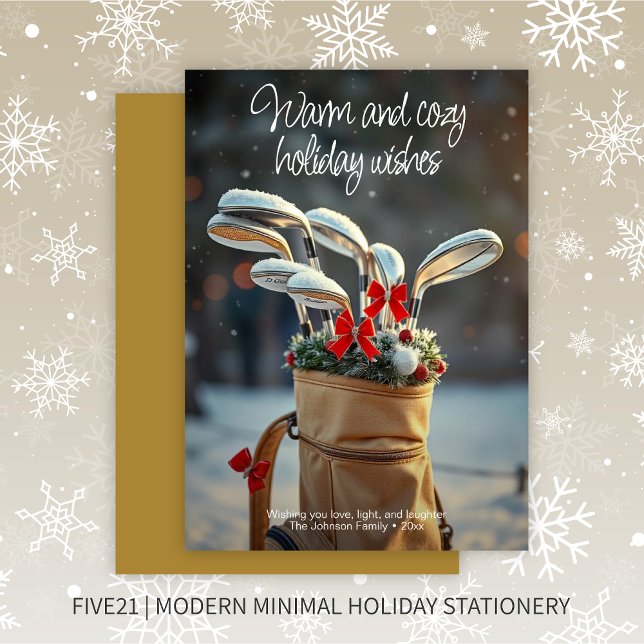 Cartes Pour Fêtes Annuelles Saison d'hiver du golf de neige désiré ・ Or (Créateur téléchargé)