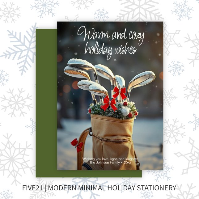 Cartes Pour Fêtes Annuelles Saison d'hiver du golf de neige désiré ・ Vert (Créateur téléchargé)