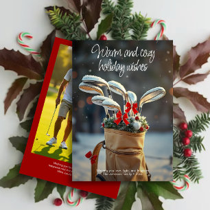 Cartes Pour Fêtes Annuelles Saison d'hiver du golf de neige souhaits ・ Photo d