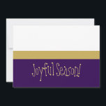 Cartes Pour Fêtes Annuelles Saison Joyeuse ! Bloc de couleur blanc violet mode<br><div class="desc">Un paysage abstrait d'hiver fantasque et coloré avec une typographie "JOYFUL SEASON!" pour vous. Ce design sucré a été inspiré en pensant à certaines de mes couleurs préférées d'hiver, de Noël et de la saison des Fêtes, ainsi qu'à la neige fraîche et blanche, en attendant d'être roulée et transformée en...</div>