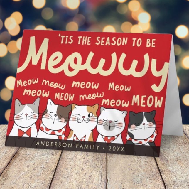 Cartes Pour Fêtes Annuelles Saison pour être Meowwy Drôle Cute Cats Caroling (Créateur téléchargé)