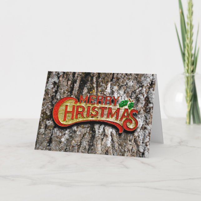 CARTES POUR FÊTES ANNUELLES SAISON SUR MESURE DE MERRY NOËL ARBRE BARK SAISON (Devant)