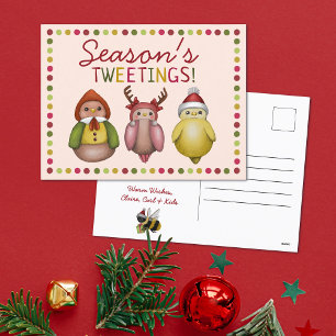 Cartes Pour Fêtes Annuelles Saisons colorées mignonnes Tweetages Oiseaux Pun N