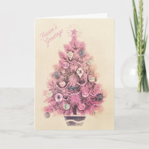 Cartes Pour Fêtes Annuelles Saison's Greeting Pink Christmas Tree
