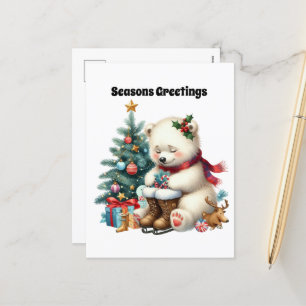 Cartes Pour Fêtes Annuelles Saisons Salutation Ours polaire de Noël personnali