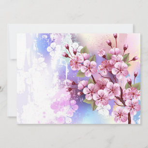 Cartes Pour Fêtes Annuelles Sakura rose sur la peinture Arrière - plan