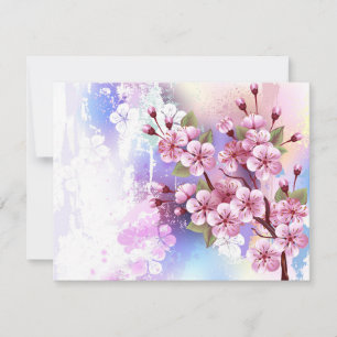 Cartes Pour Fêtes Annuelles Sakura rose sur la peinture Arrière - plan