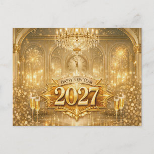 Cartes Pour Fêtes Annuelles Salle de bal dorée opulente Bonne année 2027