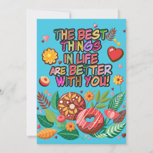 Cartes Pour Fêtes Annuelles Salle de classe Saint-Valentin Boho Donuts et fleu