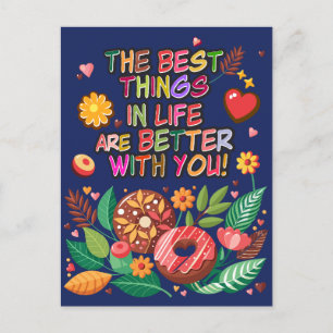 Cartes Pour Fêtes Annuelles Salle de classe Saint-Valentin Boho Donuts et fleu