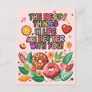Cartes Pour Fêtes Annuelles Salle de classe Saint-Valentin Boho Donuts et fleu