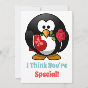 Cartes Pour Fêtes Annuelles Salle de classe Saint-Valentin Coeur de pingouin