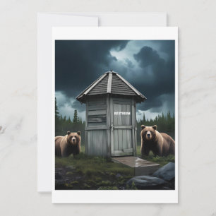 Cartes Pour Fêtes Annuelles Salle de toilettes - Camping Ours Outhouse