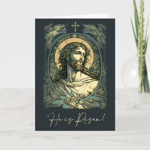 Cartes Pour Fêtes Annuelles Salut est Risen ! Art Nouveau Jésus Peinture Pâque