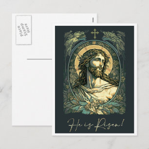 Cartes Pour Fêtes Annuelles Salut est Risen ! Art Nouveau Jésus Peinture Pâque