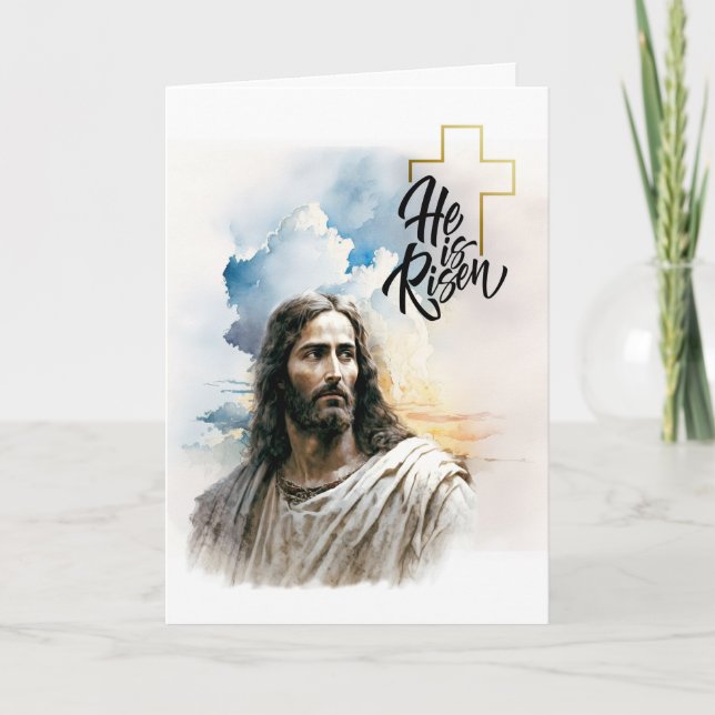 Cartes Pour Fêtes Annuelles Salut est Risen ! Jésus Christ Peinture Pâques (Devant)