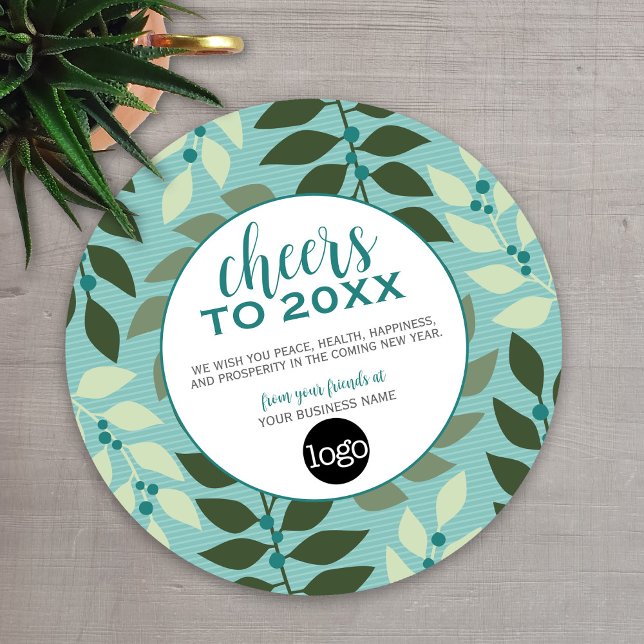 Cartes Pour Fêtes Annuelles Salutation d'affaires avec logo salue le Nouvel An (Cheers to the New Year - Holiday Greeting Cards)