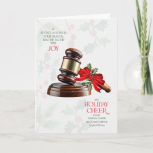 Cartes Pour Fêtes Annuelles Salutation d'affaires Marteau judiciaire Joie Nom