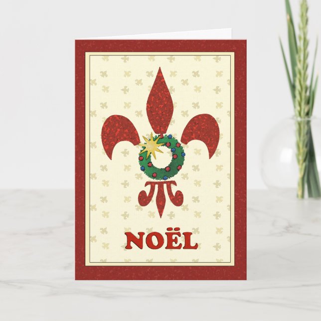 Cartes Pour Fêtes Annuelles Salutation de Fleur de Lys Wreath Noel (Devant)