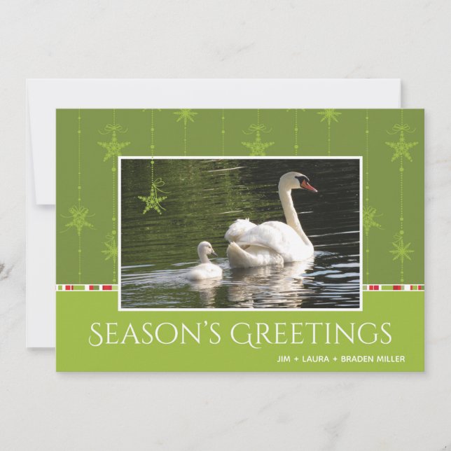 Cartes Pour Fêtes Annuelles Salutation de la saison du cygne et des ornements  (Devant)