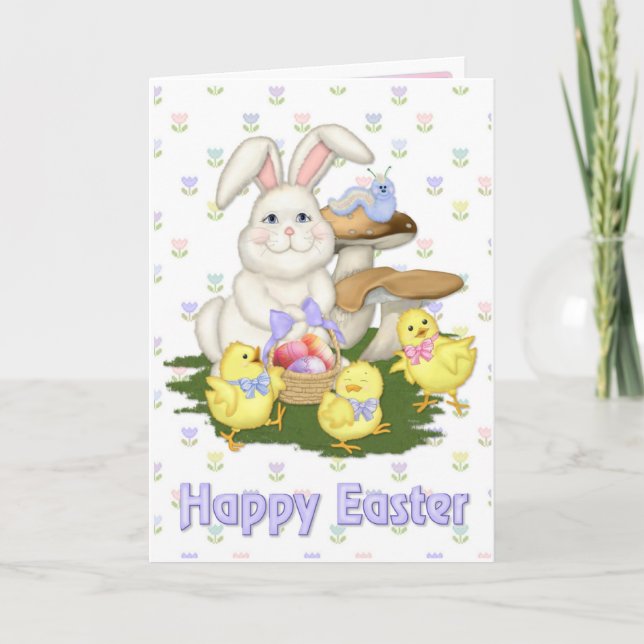 Cartes Pour Fêtes Annuelles Salutation de lapin de Pâques (Devant)