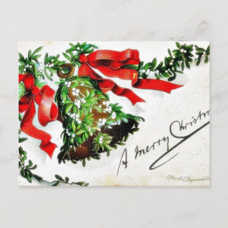 Cartes Pour Fêtes Annuelles Salutation de Noël avec cloche avec rubans