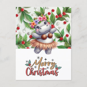 Cartes Pour Fêtes Annuelles Salutation de Noël Hippo Hawaii