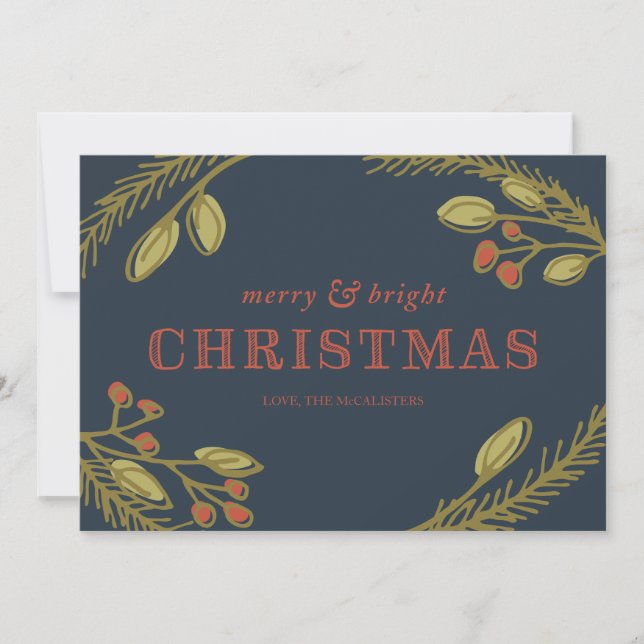 Cartes Pour Fêtes Annuelles Salutation de Noël joyeuse et brillante (Devant)