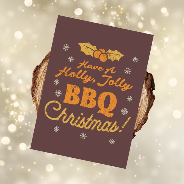 Cartes Pour Fêtes Annuelles Salutation de Noël Retro BBQ : Maroon (Créateur téléchargé)