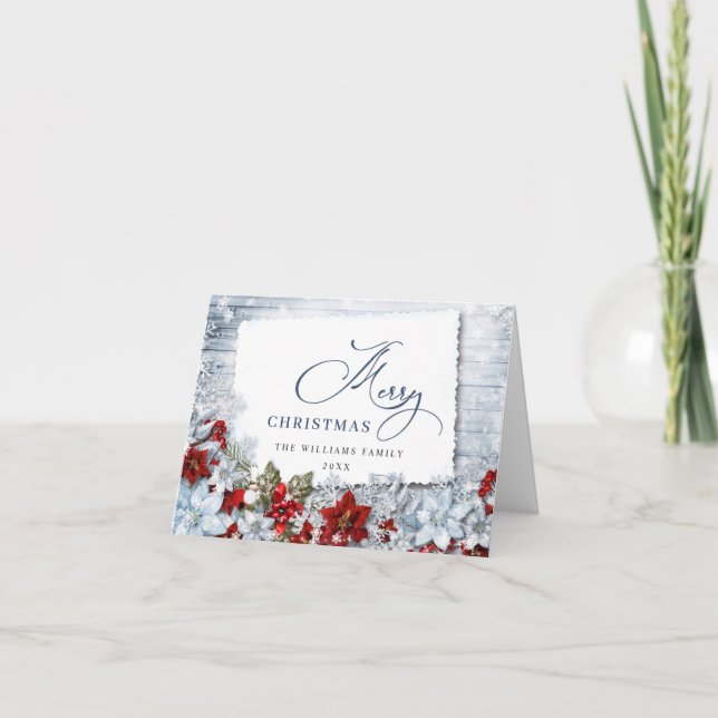 Cartes Pour Fêtes Annuelles Salutation de Noël rustique Holly & Pine (Devant)