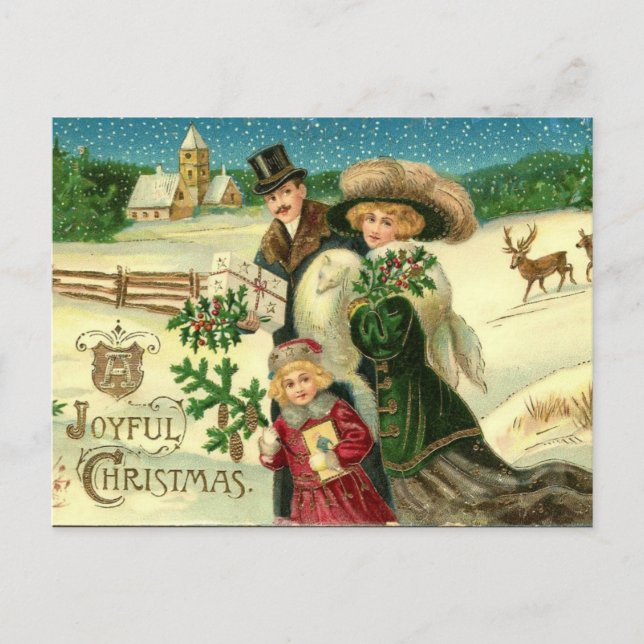 Cartes Pour Fêtes Annuelles Salutation de Noël victorienne (Devant)