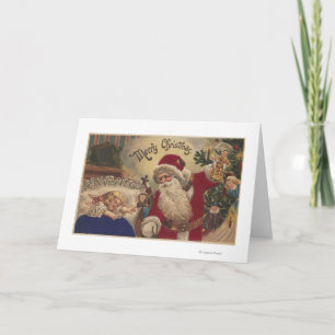 Cartes Pour Fêtes Annuelles Salutation de NoëlOrnements de repos du Père Noël