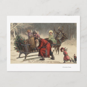 Cartes Pour Fêtes Annuelles Salutation de NoëlSanta et Sleigh