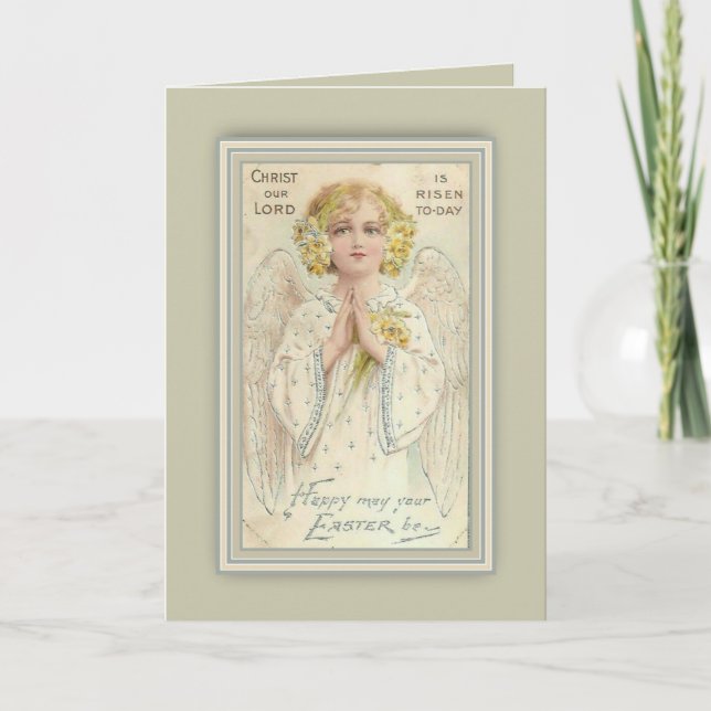 Cartes Pour Fêtes Annuelles Salutation de Pâques Angel vintage (Devant)
