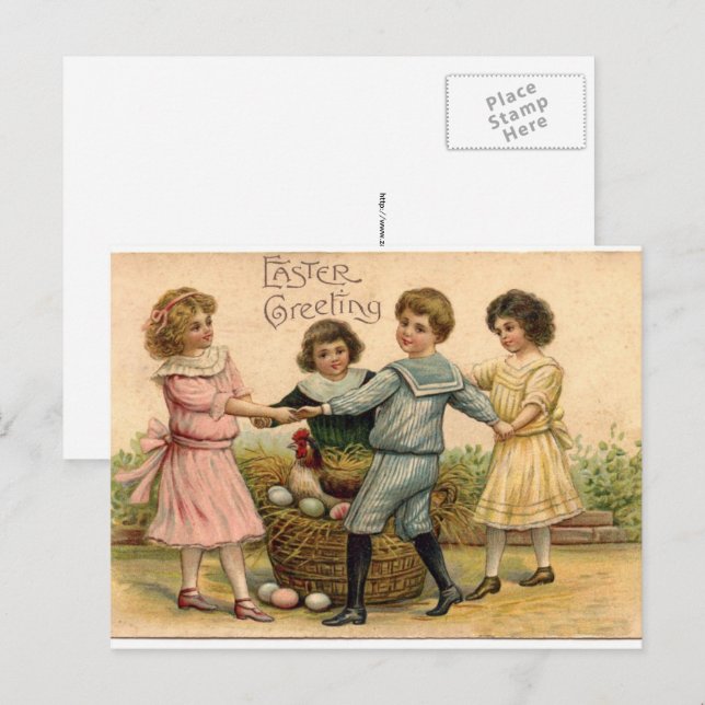 Cartes Pour Fêtes Annuelles Salutation de Pâques vintage (Devant / Derrière)