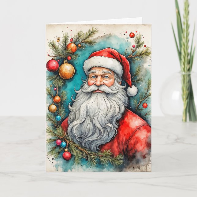 Cartes Pour Fêtes Annuelles Salutation De Vacances Du Père Noël (Devant)