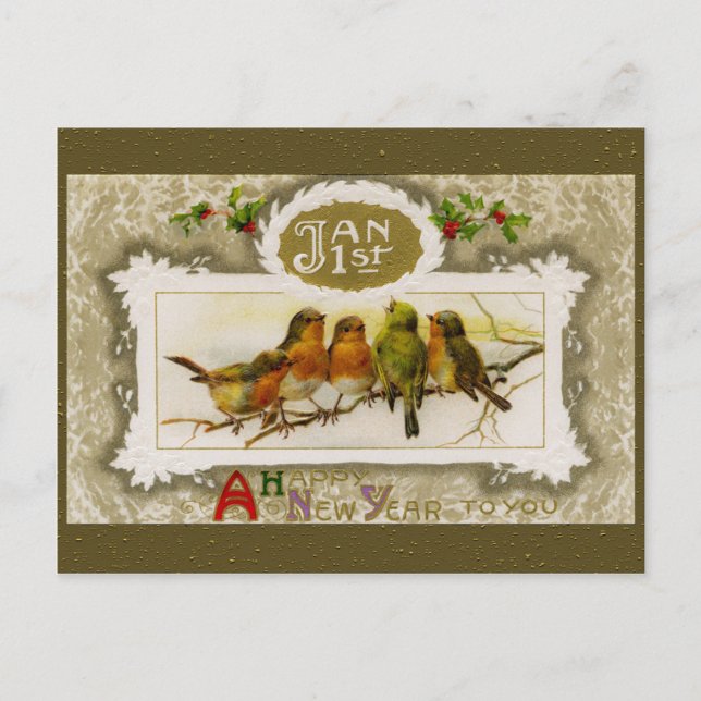 Cartes Pour Fêtes Annuelles Salutation du Nouvel An vintage (Devant)