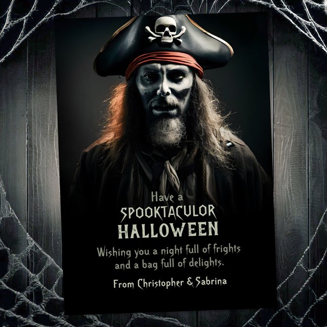Cartes Pour Fêtes Annuelles Salutation éffrayante Déplaisante Pirate Halloween (Créateur téléchargé)