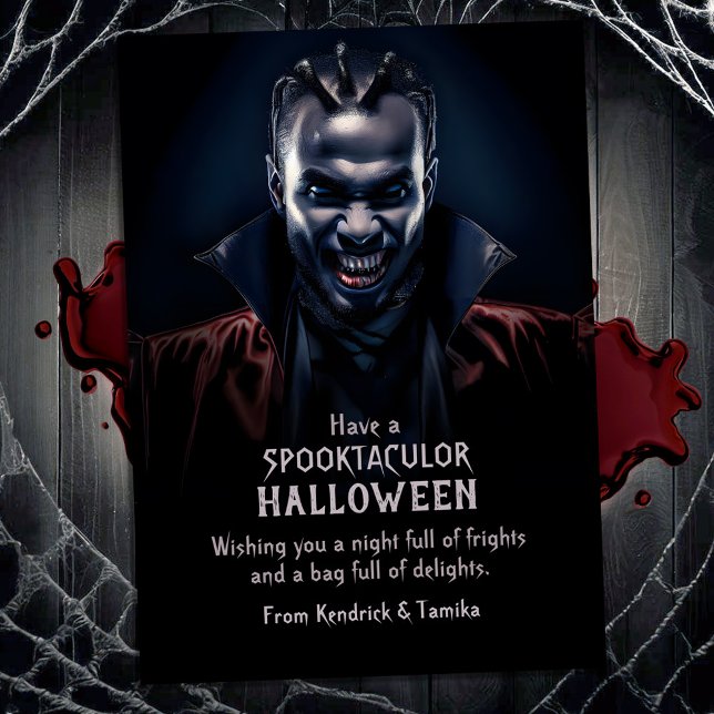 Cartes Pour Fêtes Annuelles Salutation éffrayante Dracula Vampire Halloween (Créateur téléchargé)