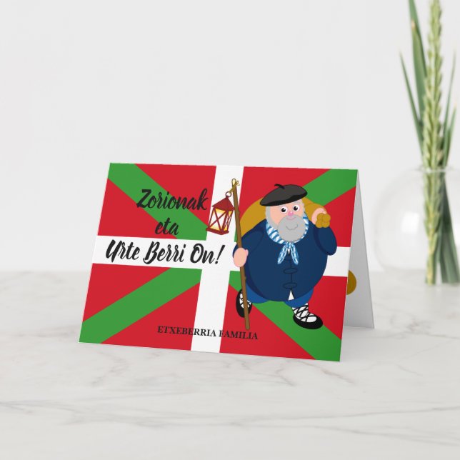 Cartes Pour Fêtes Annuelles Salutation faite sur commande de Noël, Olentzero + (Devant)