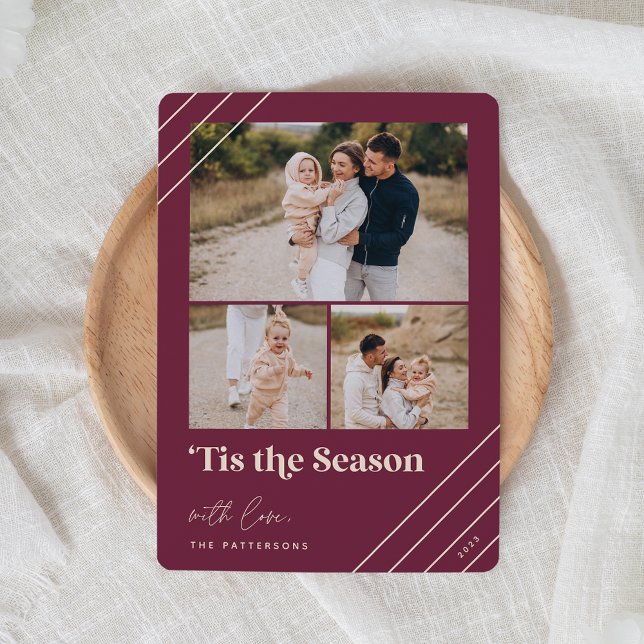 Cartes Pour Fêtes Annuelles Salutation festive | Tis Season 3 Photo Holiday (Créateur téléchargé)