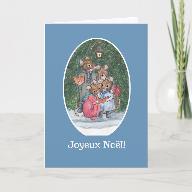 Cartes Pour Fêtes Annuelles Salutation française de souris de chanteurs (Devant)