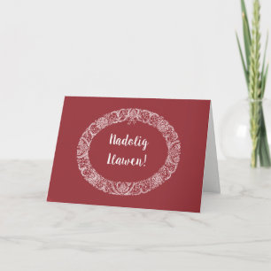 Cartes Pour Fêtes Annuelles Salutation galloise couronne de Noël blanc, rouge 