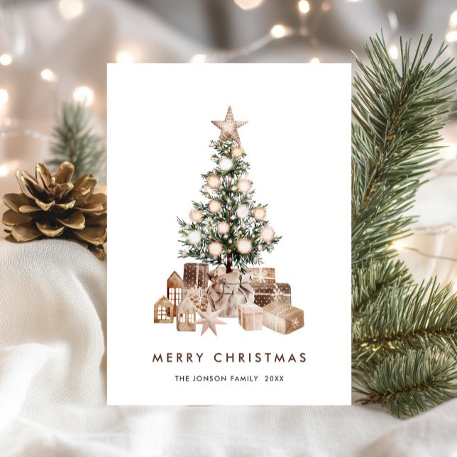 Cartes Pour Fêtes Annuelles Salutation Neutre Bohème de Noël Pine Tree (Créateur téléchargé)