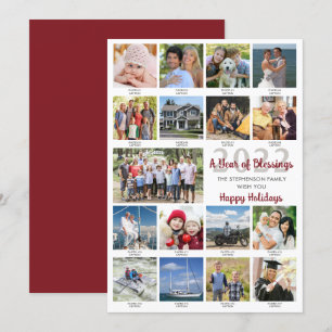 Cartes Pour Fêtes Annuelles Salutation personnalisée 17 légendes Collage de ph