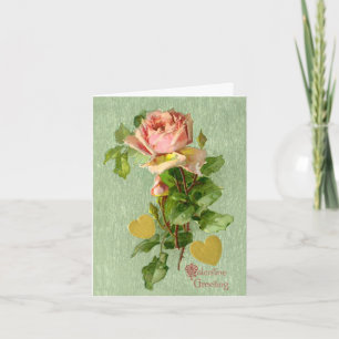 Cartes Pour Fêtes Annuelles Salutation Valentine - Vintage Valentine Rose Rose