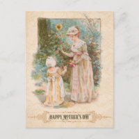 Salutation vintage Mère et Enfant avec la Fête des